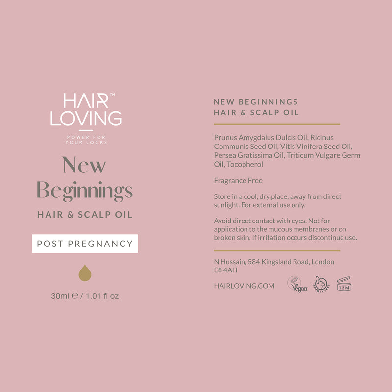 New Beginnings fragrance free hair and scalp oil, UK version