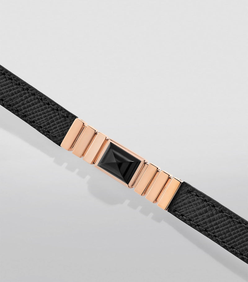 Marli New York rose gold saffiano leather UNII bracelet (British brand)