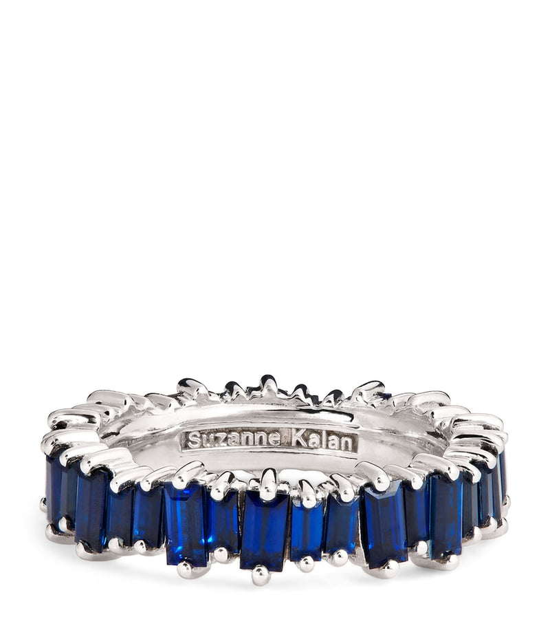 Suzanne Kalan white gold blue sapphire eternity ring 5mm, imported from the UK