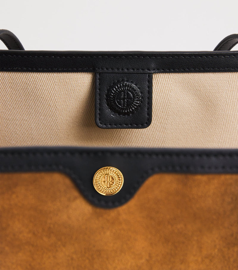 Harrods suede leather-trim tote bag, UK version