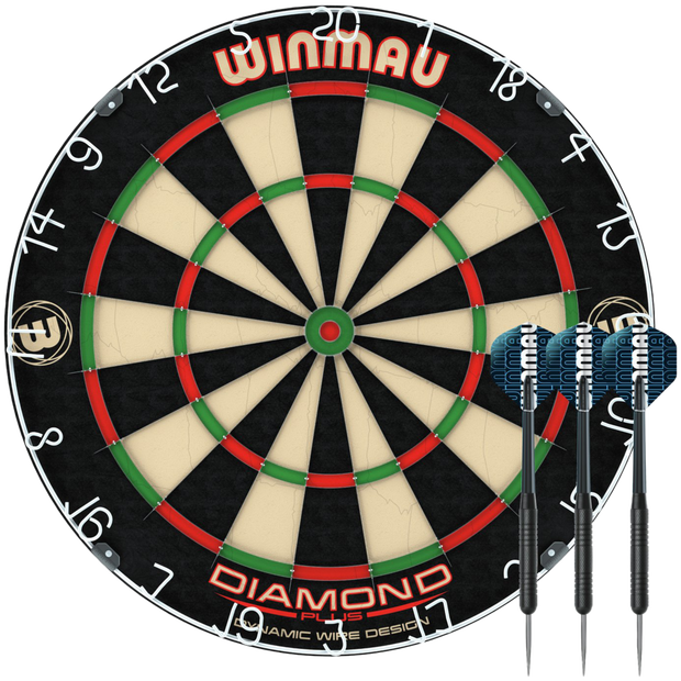 Winmau Diamond Plus dartboard set 45cm with darts, imported from the UK
