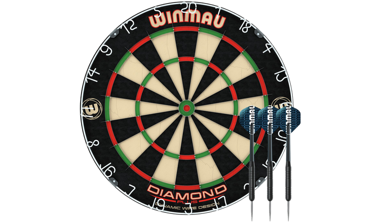 Winmau Diamond Plus dartboard set 45cm with darts, imported from the UK
