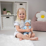 My First Tiny Treasures blue teddy baby doll 14 inch, UK version