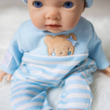 My First Tiny Treasures blue teddy baby doll 14 inch, UK version