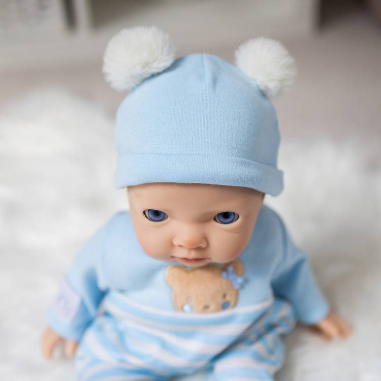 My First Tiny Treasures blue teddy baby doll 14 inch, UK version