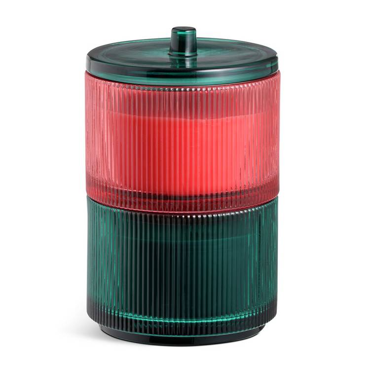 Habitat multiwick scented candle set in red and green glass, UK version