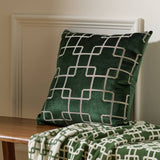 Habitat Geo Velvet Jacquard cushion green 43x43cm, imported from the UK