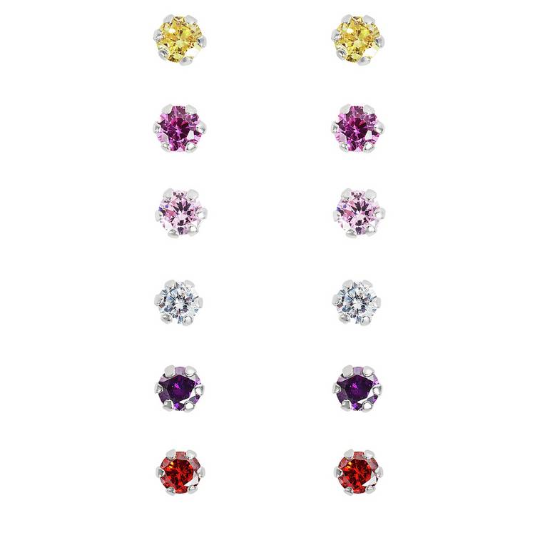Revere cubic zirconia stud earrings set of 6, UK version