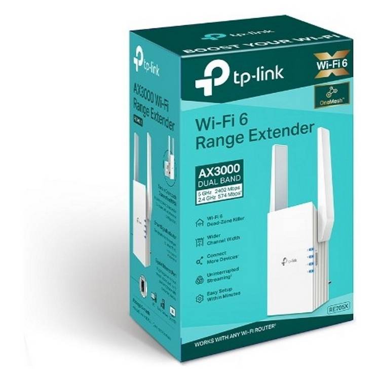 TP-Link RE705X AX3000 Mesh Wi-Fi 6 Extender, imported from the UK