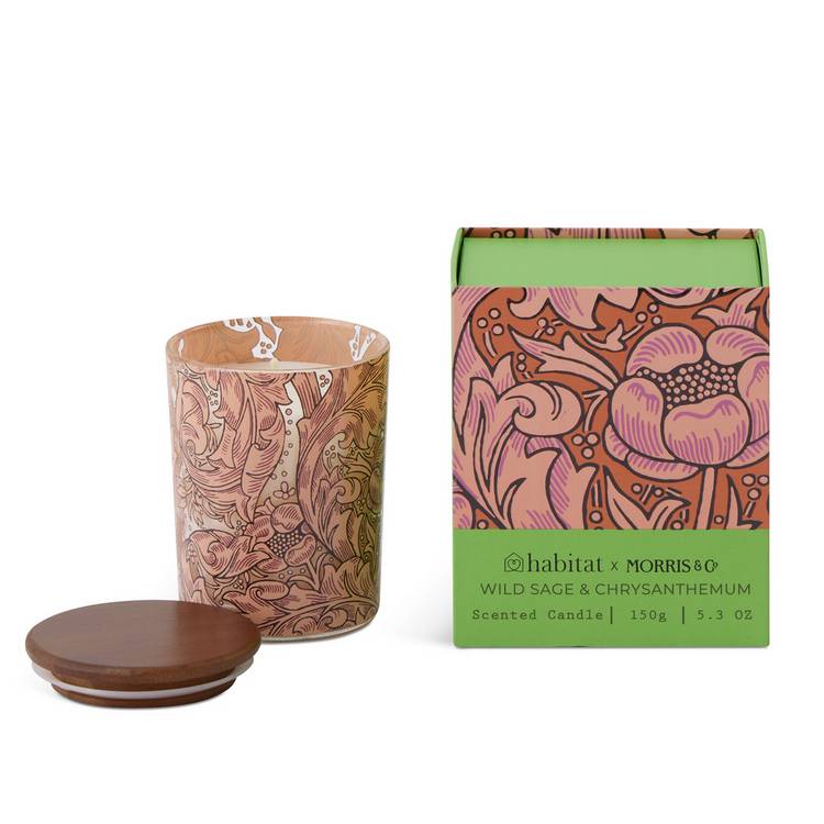 Habitat x Morris & Co. candle sage chrysanthemum, UK version
