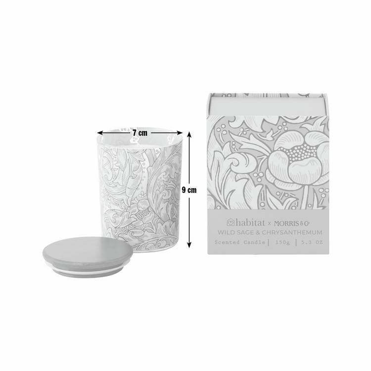 Habitat x Morris & Co. candle sage chrysanthemum, UK version