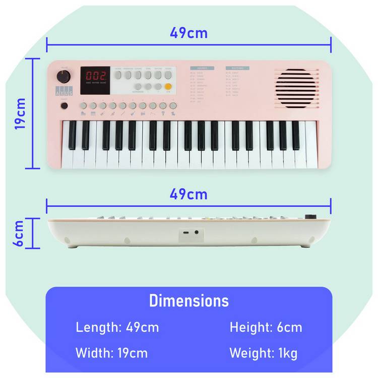 Axus portable electronic keyboard pink 37-key, imported from the UK