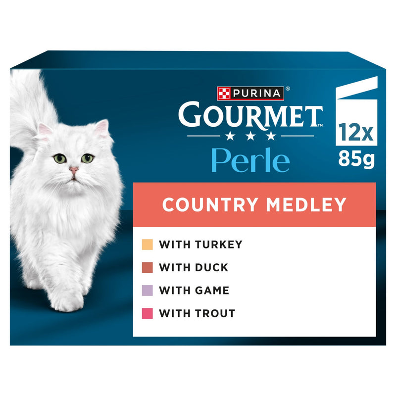 Gourmet Perle wet cat food country medley flavours 12x85g, UK version
