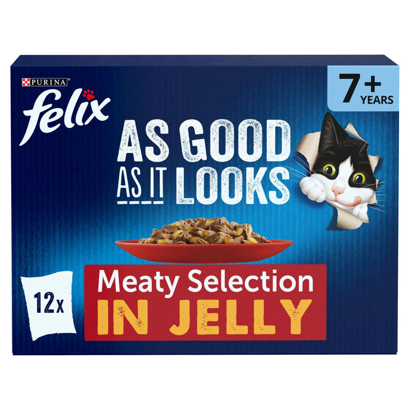 FELIX Senior Cat Food Meat Selection 12x100g - British product