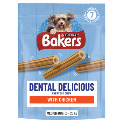 Bakers Dental Delicious chicken medium dog chews 200g - British product