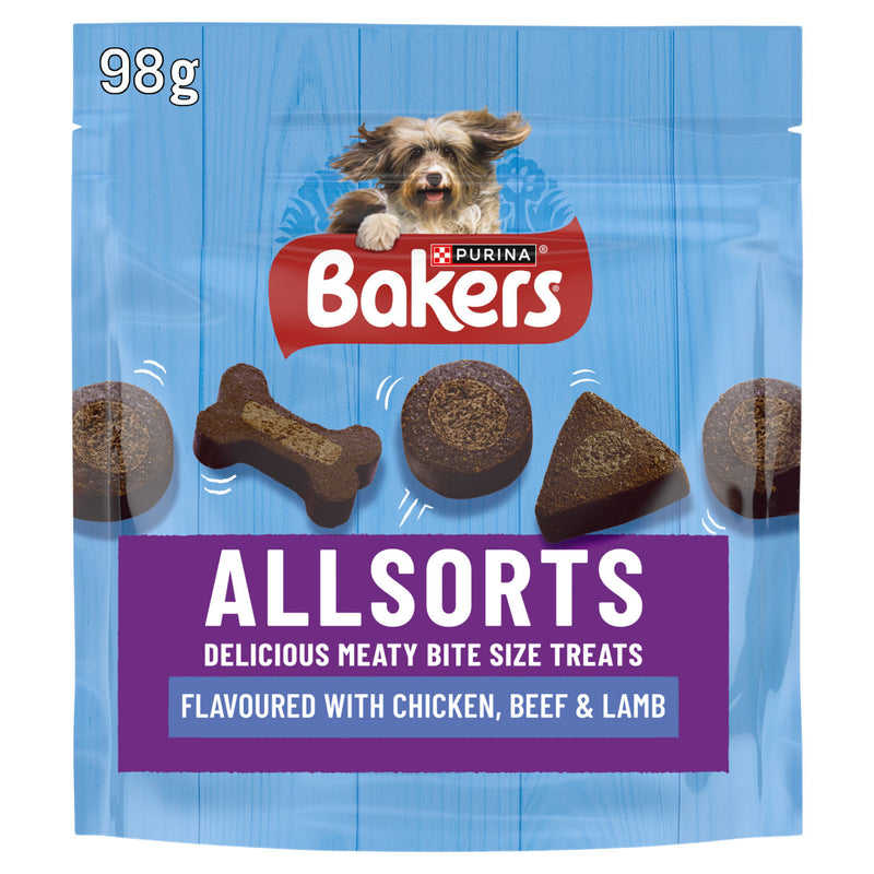 Bakers Allsorts Chicken Beef and Lamb Dog Treats 98g - British product