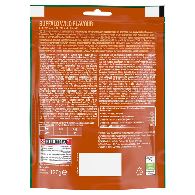 Adventuros Sticks Buffalo Dog Treats 120g - British product
