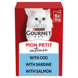 ASDA Gourmet Mon Petit Fish Variety Cod, Sardine, Salmon Wet Cat Food 6x50g- Buy online at McGrocer