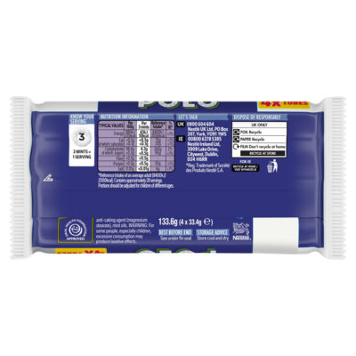 Polo Sugar Free Mint Tubes 133.6g, imported from the UK