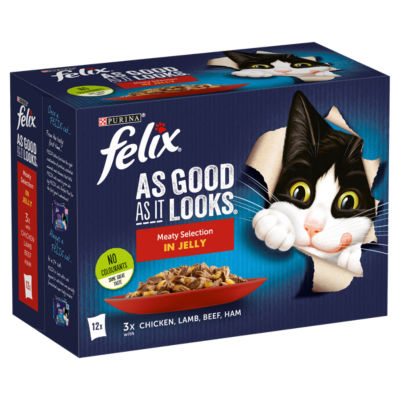 Felix Wet Cat Food Meaty Selection in Jelly 12x85g - British product