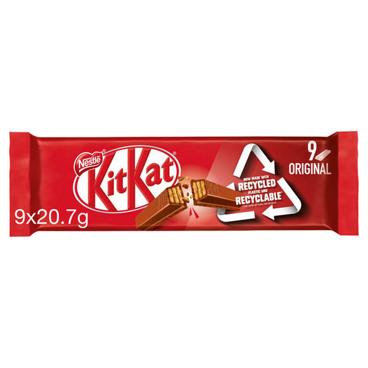 Kit Kat 2 Finger Milk Chocolate Biscuit Bar, 9 Pack GOODS ASDA   