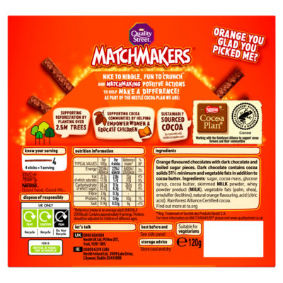 Quality Street orange chocolate sticks 120g, imported from the UK
