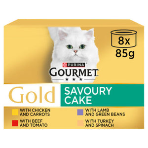 GOURMET Gold Savoury Cake Meat and Veg Variety Wet Cat Food 8x85g