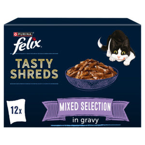 Felix Tasty Shreds Mixed Selection in Gravy Wet Cat Food 12 x 80g