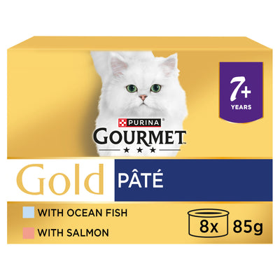ASDA Gourmet Gold Senior 7+ Pate Fish Wet Cat Food 8x85g- Buy online at McGrocer