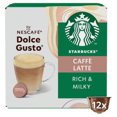 Starbucks Caffe Latte Dolce Gusto coffee pods 12 pack (British brand)