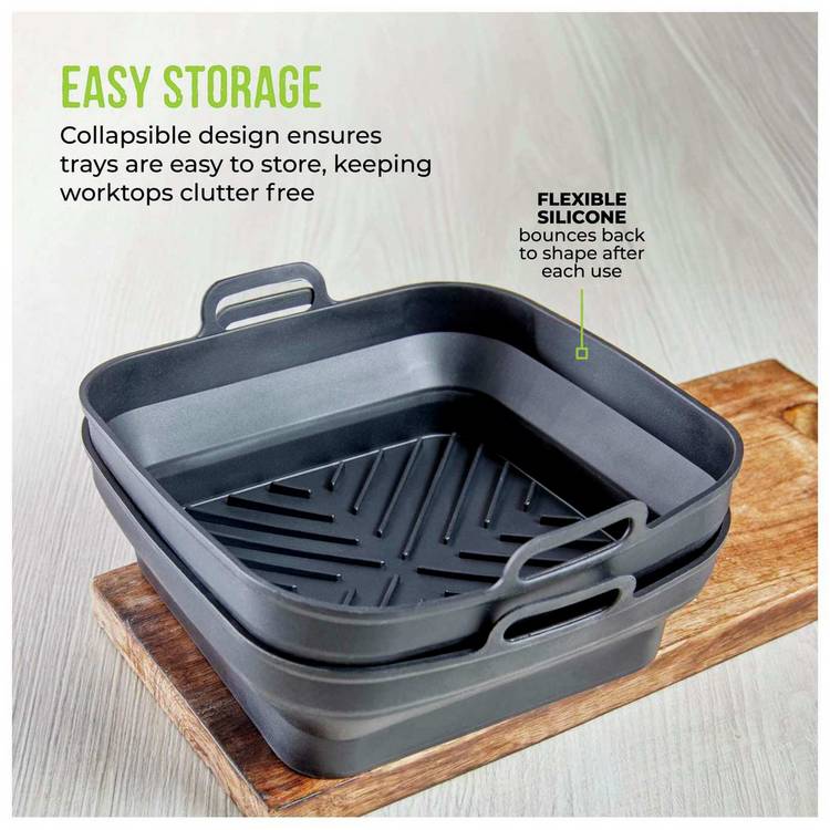 Tower silicone air fryer trays foldable square 21.5cm - British product