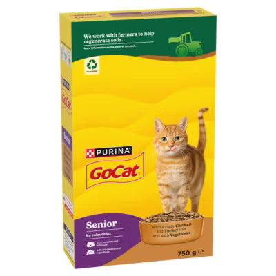 Go Cat senior chicken and turkey dry cat food 750g, UK version