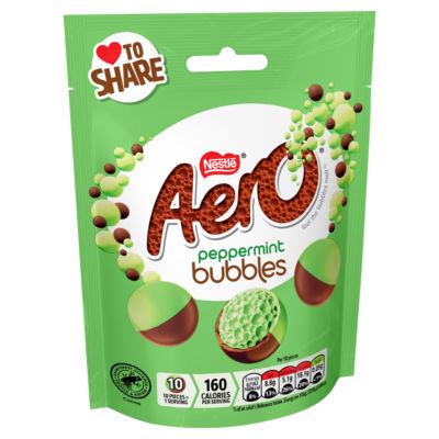 Aero peppermint chocolate bubbles sharing bag 92g - British product