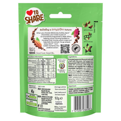 Aero peppermint chocolate bubbles sharing bag 92g - British product