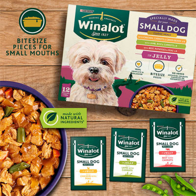 Winalot meaty chunks wet dog food for small dogs mixed in jelly 12x100g (British brand)