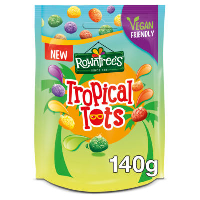 Rowntree's Tropical Tots Vegan Fruchtgummi-Süßigkeiten für gemeinsame Nutzung Beutel 140g