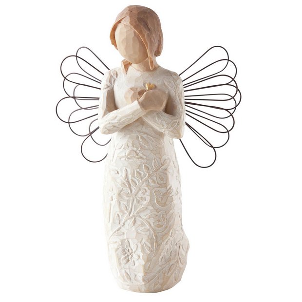 Willow Tree remembrance figurine angel holding gold heart (British brand)