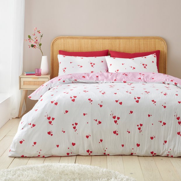 Catherine Lansfield seersucker heart bedding set single (British brand)