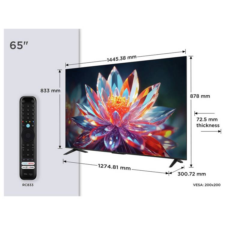 TCL QLED TV Smart 4K UHD HDR Freely 65-inch - British product