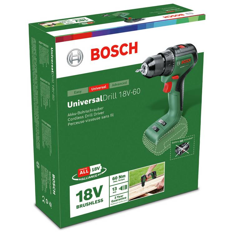 Bosch UniversalDrill 18V-60 cordless drill driver, imported from the UK