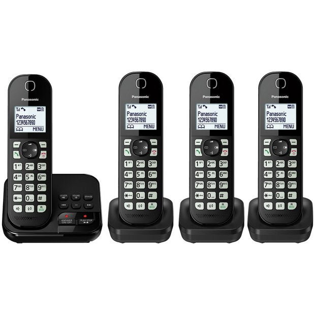 Panasonic cordless phone quad pack with answer machine - British product