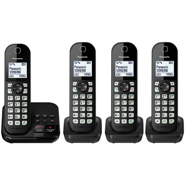 Panasonic cordless phone quad pack with answer machine - British product