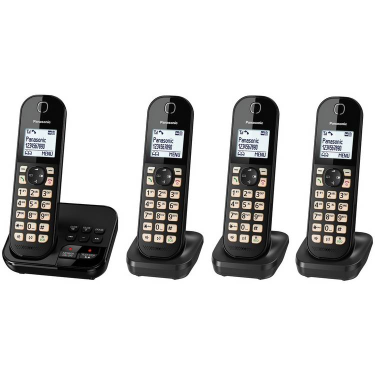 Panasonic cordless phone quad pack with answer machine - British product