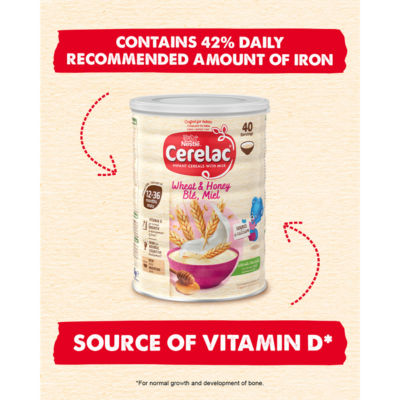 Nestle Cerelac honey and wheat infant cereal 1kg, imported from the UK
