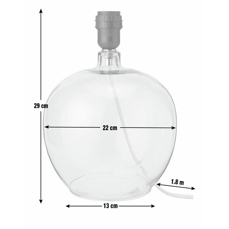 Argos Home clear glass lamp base H29cm, UK version