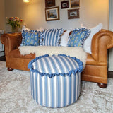Rucomfy Fabric Pouffe Blue & White - British product