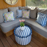 Rucomfy Fabric Pouffe Blue & White - British product