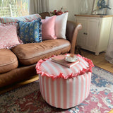 Argos Rucomfy Fabric Pouffe - Pink & White (H38 x W55 x D38cm)- Buy online at McGrocer