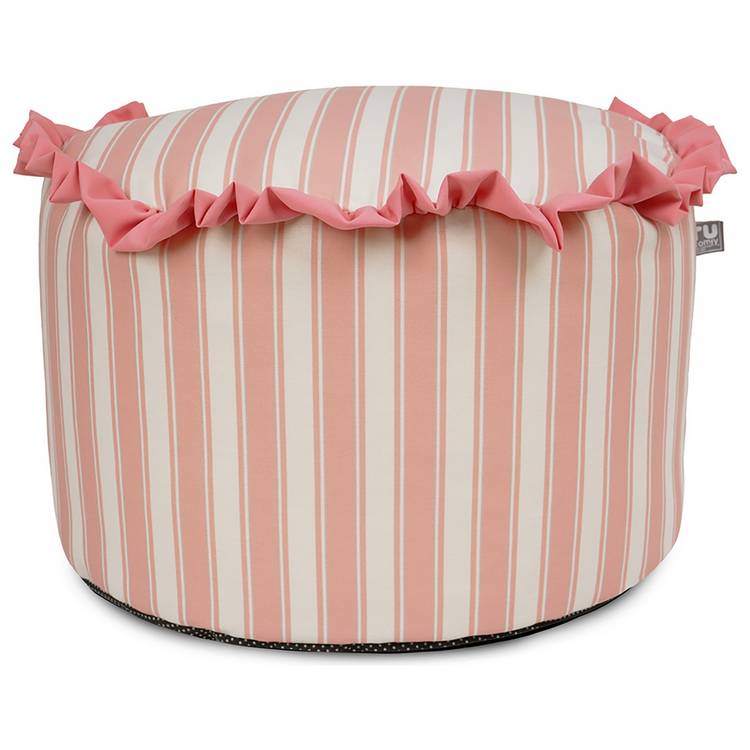 Rucomfy fabric pouffe pink and white stripes, British brand