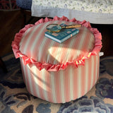 Rucomfy fabric pouffe pink and white stripes, British brand